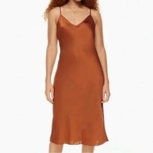 Elegant Satin Slip Dress in Rust